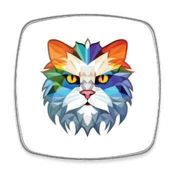 Weiße Langhaar Perserkatze Buntes Aquarell - Viereckiger Kühlschrankmagnet - Weiß - Vorne