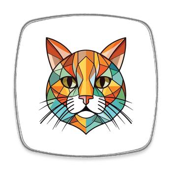 Schottische gerade Katze bunte Aquarell-Karikatur - Viereckiger Kühlschrankmagnet - Weiß - Vorne