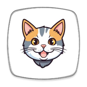 American Wirehair Cat Cartoon Watercolor Clipart - Square fridge magnet - white - Front