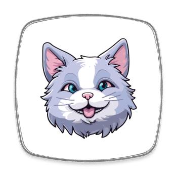 Brume australienne chat dessin animé aquarelle Clipart - Magnet carré - blanc - Devant