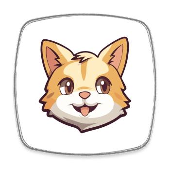 American Polydactyl Cat Cartoon Watercolor Clipart - Square fridge magnet - white - Front