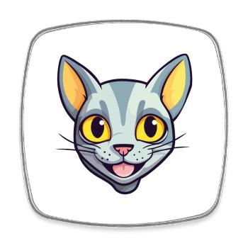Arabian Egyptian Mau Cat Cartoon Watercolor Art - Square fridge magnet - white - Front