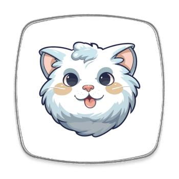 Illustration à l’aquarelle de dessin animé de chat américain Curl - Magnet carré - blanc - Devant