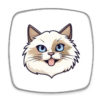 Birma Heilige Katze Karikatur Aquarell Illustration - Viereckiger Kühlschrankmagnet - Weiß - Vorne