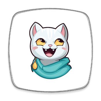 Arabian Mau Cat Cartoon Watercolor Illustration - Square fridge magnet - white - Front
