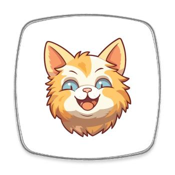 American Bobtail chat dessin animé aquarelle Clipart - Magnet carré - blanc - Devant