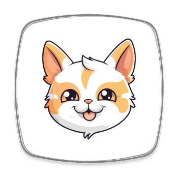 Bombai Cat Cartoon Watercolor Illustration - Square fridge magnet - white - Front