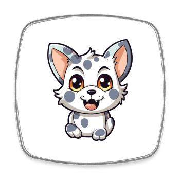 Australische gefleckte Nebelkatze Karikatur Aquarell Kunst - Viereckiger Kühlschrankmagnet - Weiß - Vorne