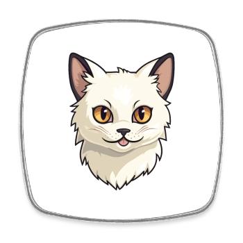 Balinese Cat Cartoon Watercolor Illustration - Square fridge magnet - white - Front