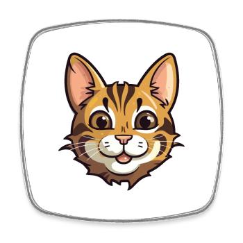 Bengal Katze Cartoon Aquarell Illustration - Viereckiger Kühlschrankmagnet - Weiß - Vorne