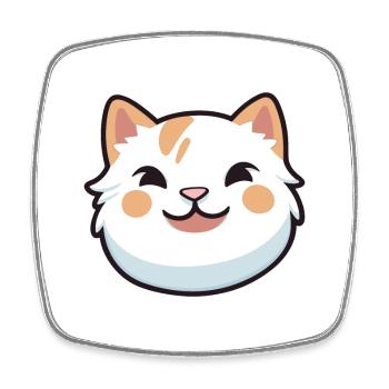 Chat asiatique coloré dessin animé aquarelle illustration - Magnet carré - blanc - Devant