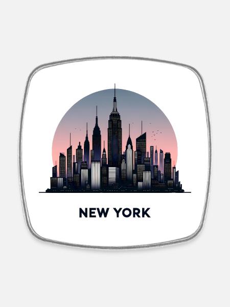 New York - Square fridge magnet - white