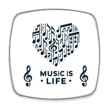 Music is life - Square fridge magnet - white - Front
