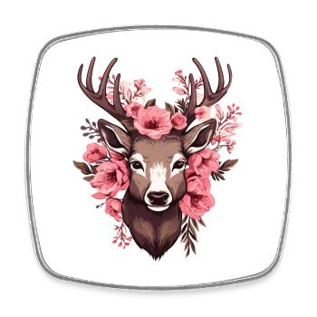 Roe Deer with Flowers Costumes Deer Head Deer Head - Square fridge magnet - white - Front
