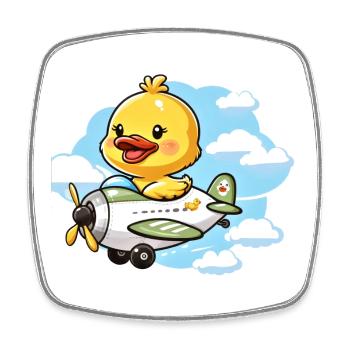 Conception mignonne de canard aviateur - Magnet carré - blanc - Devant