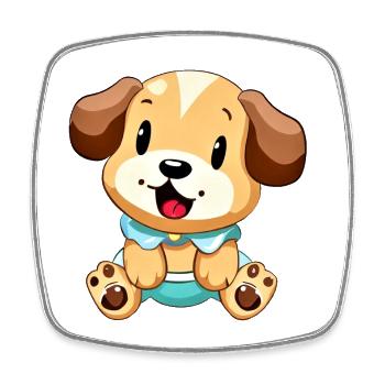 Conception de dessin animé adorable chiot - Magnet carré - blanc - Devant