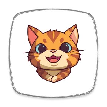 German Rex Cat Cartoon Watercolor Illustration - Square fridge magnet - white - Front