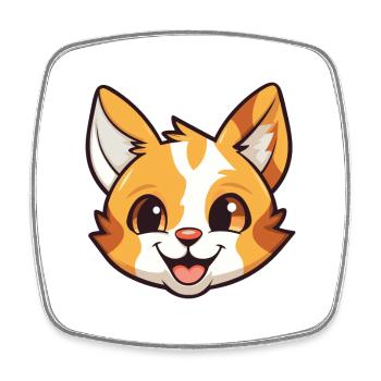 Pixie Bob Cat Cartoon Watercolor Illustration - Square fridge magnet - white - Front