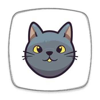 Chartreux Cat Cartoon Watercolor Illustration - Square fridge magnet - white - Front