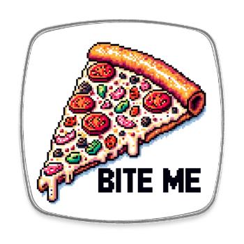 Bite me Pizza - Square fridge magnet - white - Front