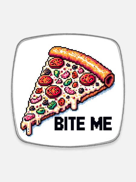 Bite me Pizza - Square fridge magnet - white