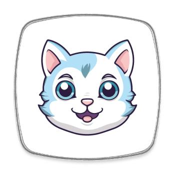 Foldex chat dessin animé aquarelle illustration - Magnet carré - blanc - Devant