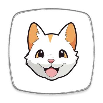 Japanisch Bobtail Katze Karikatur Aquarell Clipart - Viereckiger Kühlschrankmagnet - Weiß - Vorne