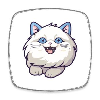 Ragdoll Cat Cartoon Watercolor Illustration - Square fridge magnet - white - Front
