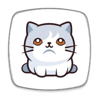 Scottish Fold Shorthair chat dessin animé Art de l’aquarelle - Magnet carré - blanc - Devant