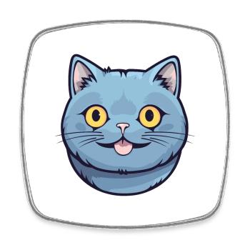 British Shorthair chat Cartoon aquarelle Clipart - Magnet carré - blanc - Devant
