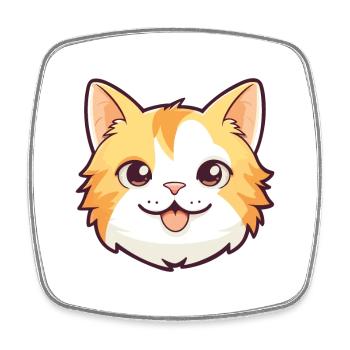 Domestic Cat Cartoon Watercolor Illustration - Square fridge magnet - white - Front