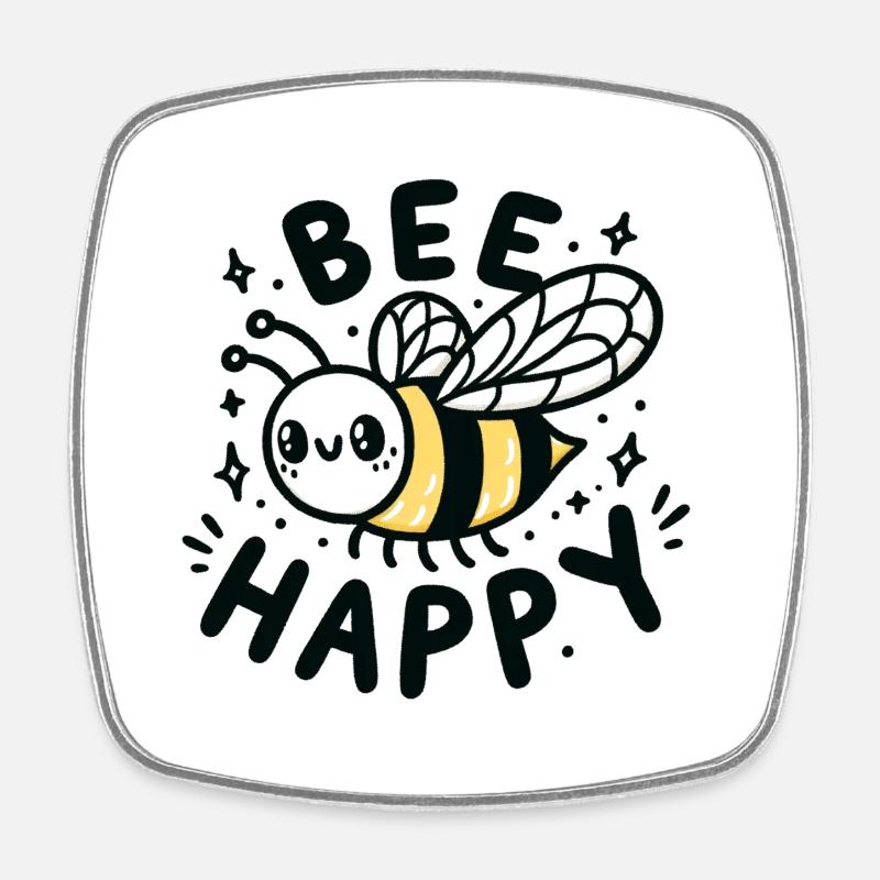 Abeille heureuse - Magnet carré - blanc