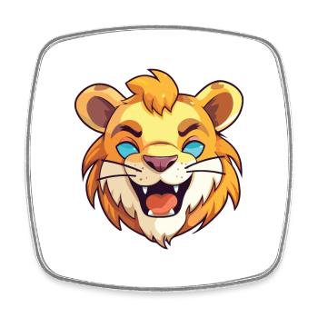 Liger Hybrid-Löwe Tiger Katze Karikatur Aquarell Kunst - Viereckiger Kühlschrankmagnet - Weiß - Vorne