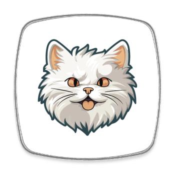 Sibirische Katze Karikatur Aquarell Illustration - Viereckiger Kühlschrankmagnet - Weiß - Vorne