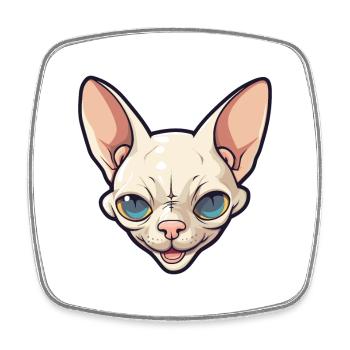 Illustration d’aquarelle de dessin animé de chat Sphynx - Magnet carré - blanc - Devant