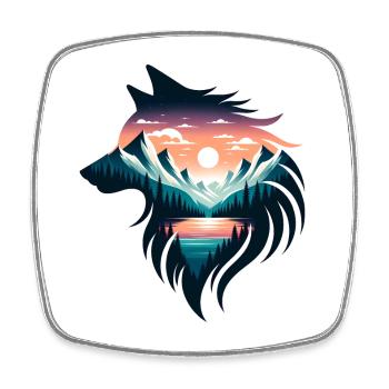 Wolf Form - Square fridge magnet - white - Front