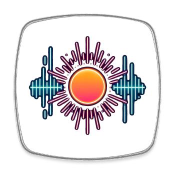 Neon Sonne Soundwellen - Viereckiger Kühlschrankmagnet - Weiß - Vorne