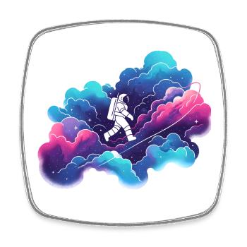 Astronaut in the Colorful Nebula: Space Hike - Square fridge magnet - white - Front