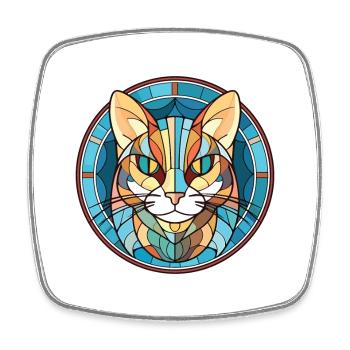 Égée Cat Breed Illustration à l’aquarelle colorée - Magnet carré - blanc - Devant