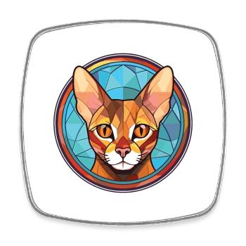 Abyssinian Shorthair Cat Colorful Watercolor Pet - Square fridge magnet - white - Front