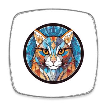 Égée Cat Breed Illustration à l’aquarelle colorée - Magnet carré - blanc - Devant