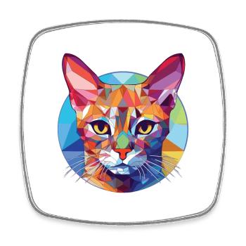 Somali Shorthair Cat Coloré Aquarelle Dessin Animé - Magnet carré - blanc - Devant