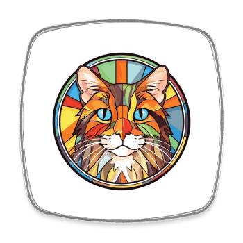 Dessin animé d’aquarelle colorée American Bobtail Cat - Magnet carré - blanc - Devant