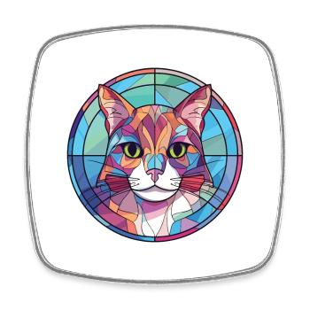 Illustration d’aquarelle colorée American Curl Cat - Magnet carré - blanc - Devant