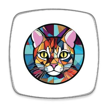 American Wirehair Cat Colorful Watercolor Cartoon - Square fridge magnet - white - Front