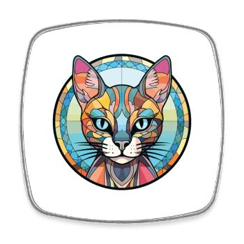 Arabian Egyptian Mau Cat Colorful Watercolor Pet - Square fridge magnet - white - Front