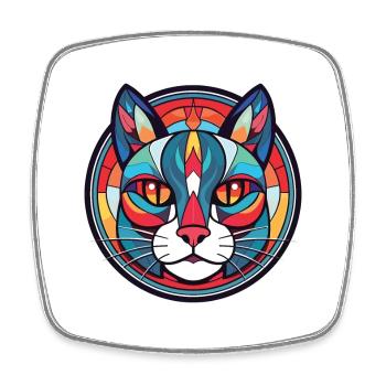 Illustration d’aquarelle colorée de race de chat asiatique - Magnet carré - blanc - Devant