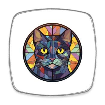 Chartreux chat aquarelle colorée pour animaux de compagnie Illustration - Magnet carré - blanc - Devant