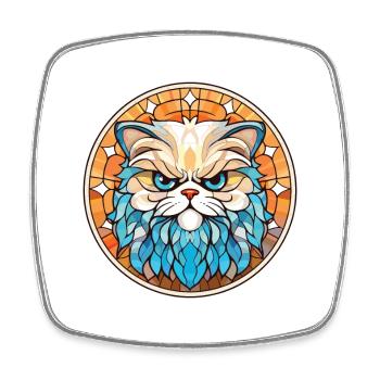 Colorpoint chat persan coloré aquarelle dessin animé - Magnet carré - blanc - Devant