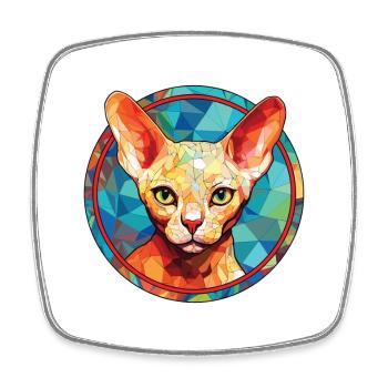 Devon Rex Cat Colorful Watercolor Pet Illustration - Square fridge magnet - white - Front